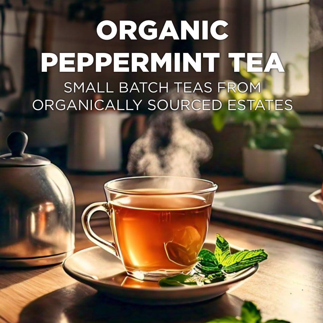 Maud's Organic Peppermint Tea Pods, 100 ct, Single Serve Pods - 100% Gourmet Blended Tea Leaves, Compatible with Keurig K Cups Maker