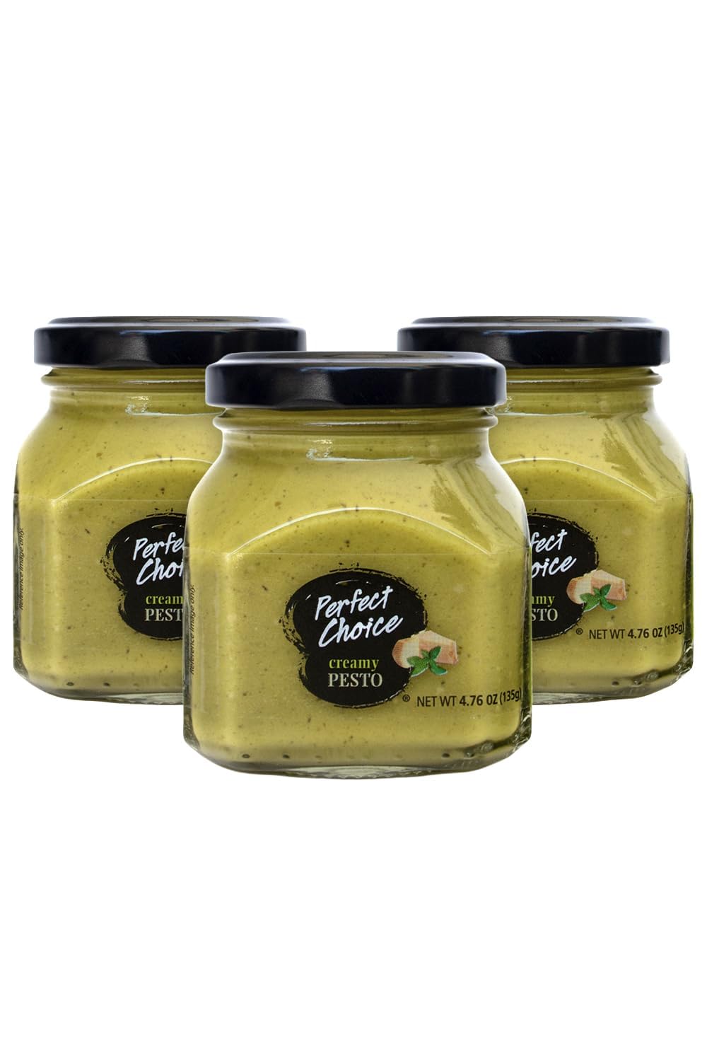 Perfect Choice Creamy Pesto Sauce 3-Pack - Creamy Gourmet Italian Pesto with Real Basil, Cheese & Garlic, Ready-to-Use Pasta Sauce & Spread, Smooth