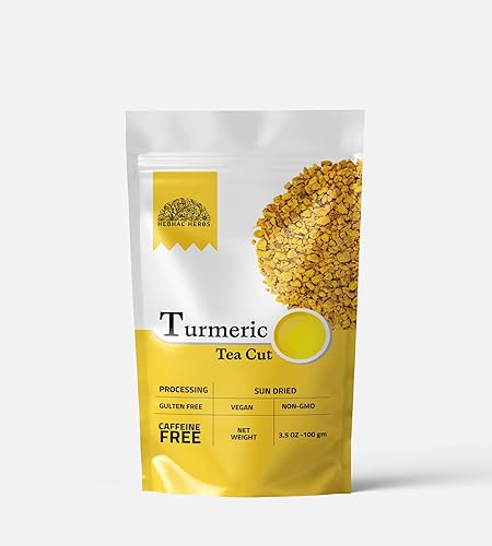 Turmeric Root Cut & Sifted for Herbal Tea 100 g | Flavorful Indian Spice | Dried Pieces | Naturally Dried Curcuma Longa | Turmeric Tea Cut by Hebhac