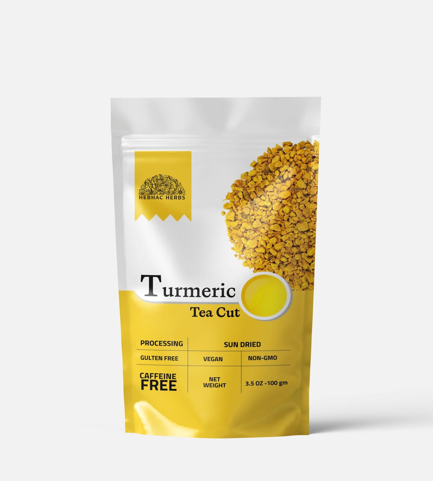 Turmeric Root Cut & Sifted for Herbal Tea 100 g | Flavorful Indian Spice | Dried Pieces | Naturally Dried Curcuma Longa | Turmeric Tea Cut by Hebhac