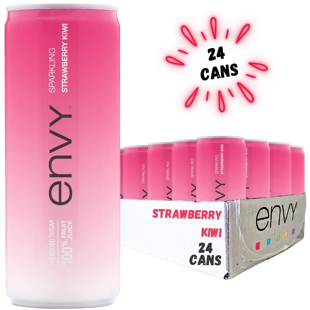 Envy Sparkling 100% Fruit Juice, Strawberry Kiwi 8oz (Case of 24)