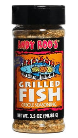 Andy Roo's Salt-Free Grilled Fish Creole Seasoning, 3.5 Ounce Shaker (Salt-Free, No MSG, All Natural Blend)