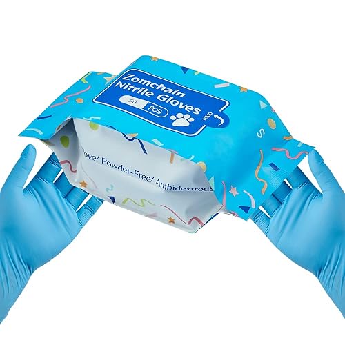 Nitrile Gloves Kids Gloves Disposable, Nitrile Gloves for 4-10 Years - Latex Free, Powder Free - for Halloween Preparation, Crafting, Painting