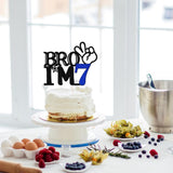 Bro I'm 7 Cake Topper- 7th Birthday Cake Picks, Officially Teenager Cake Topper, Boy 7th Birthday Cake Decorations - 7 Years Old - Big Brother 7th