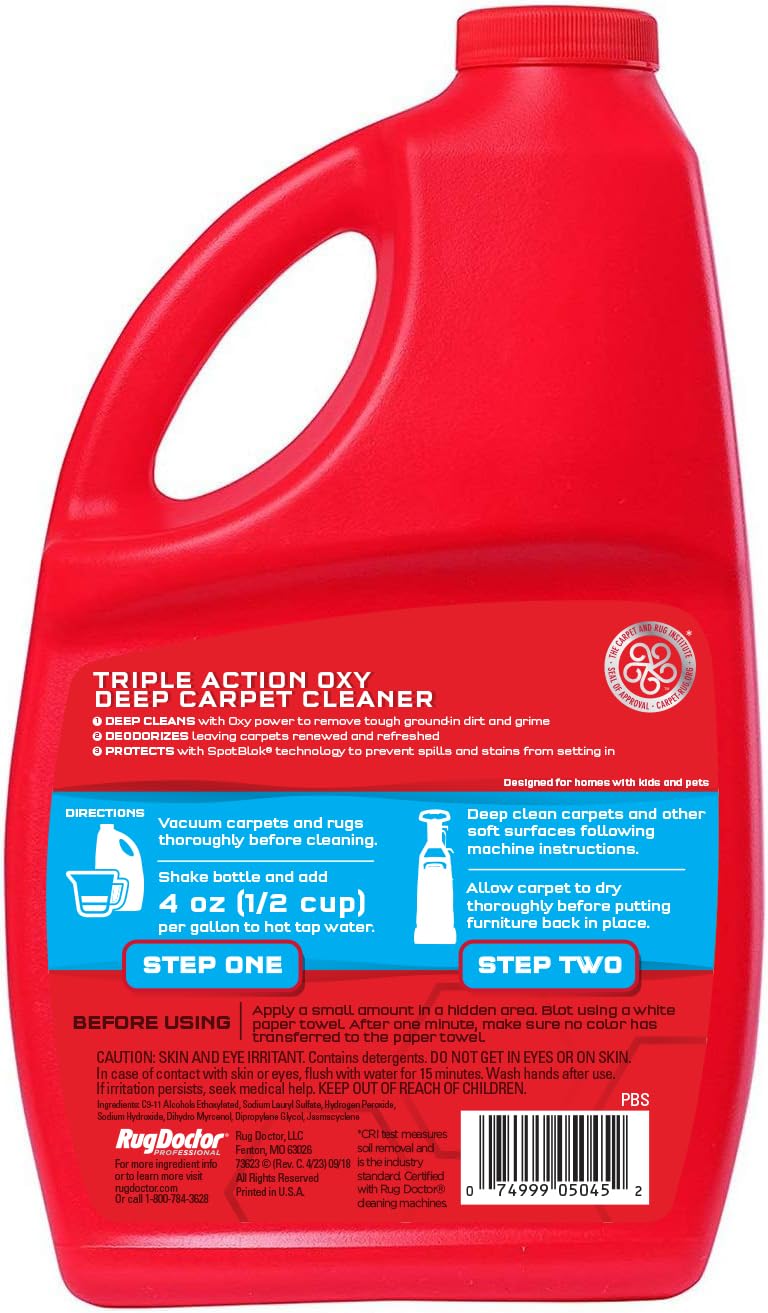 Rug Doctor Triple-Action Oxy Carpet Cleaner Deep Cleans, Deodorizes, and Refreshes Carpet & Upholstery, 96 oz., Daybreak Scent, Professional-Grade