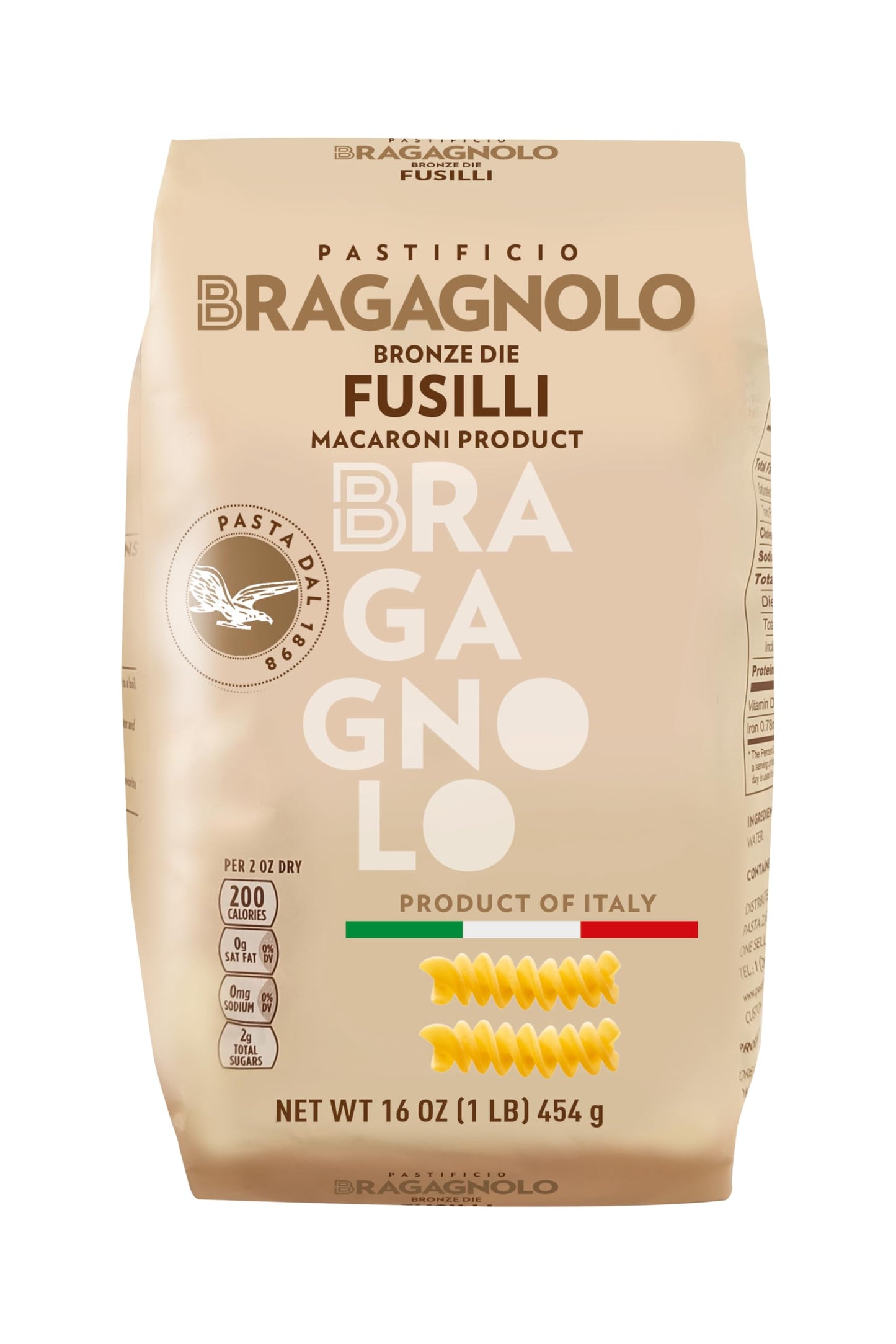 Pastificio Bragagnolo, Fusilli 857 Bronze-Drawn, 100% Italian Pasta, Made with Durum Wheat Semolina Flour, Non GMO (1 Pound Bag) - Consistently al