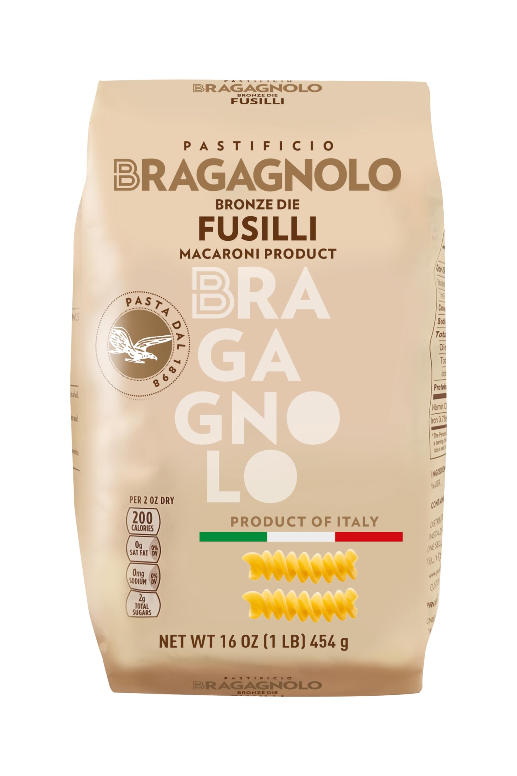 Pastificio Bragagnolo, Fusilli 857 Bronze-Drawn, 100% Italian Pasta, Made with Durum Wheat Semolina Flour, Non GMO (1 Pound Bag) - Consistently al