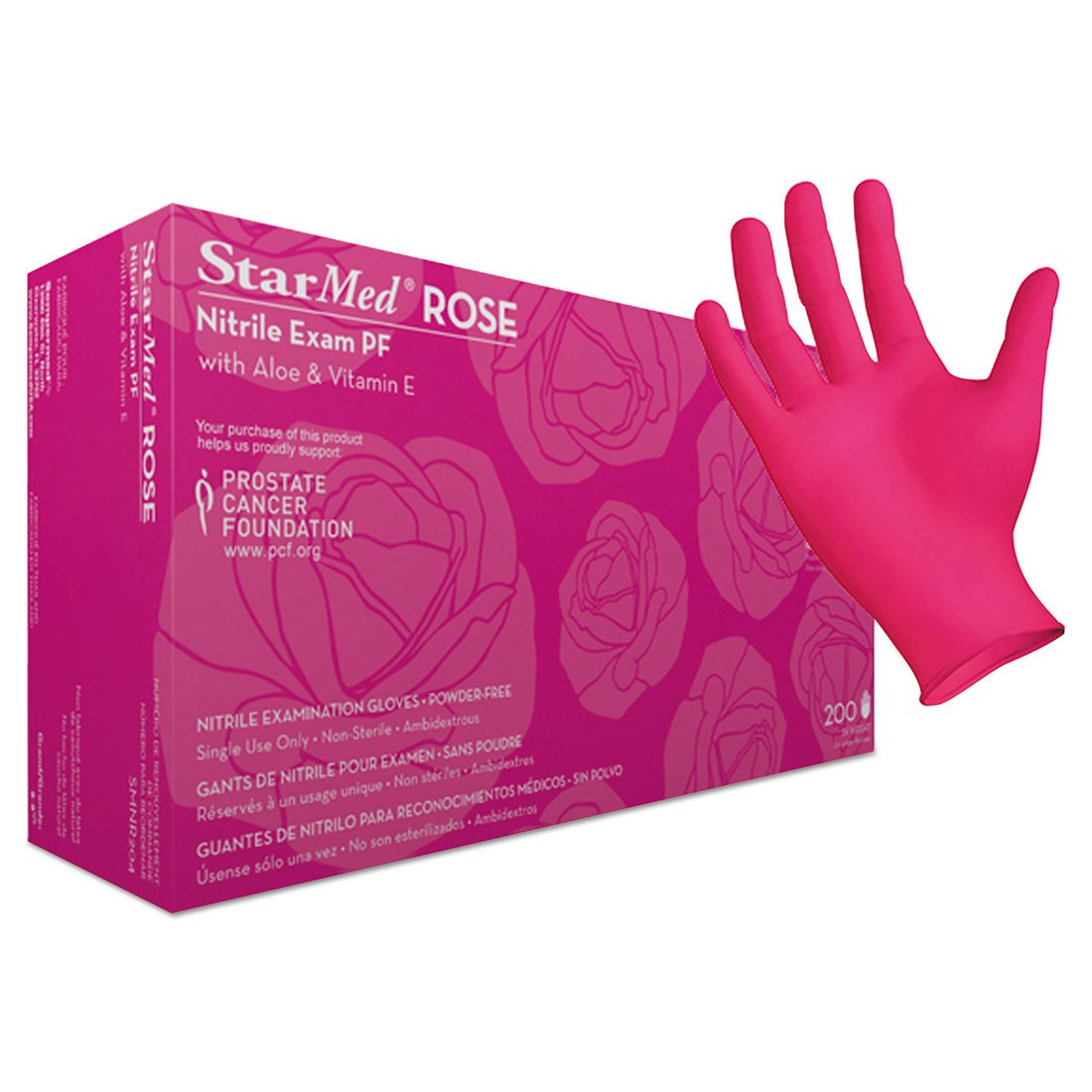 Sempermed StarMed ROSE Nitrile Examination Gloves, Medium, 200 gloves/box