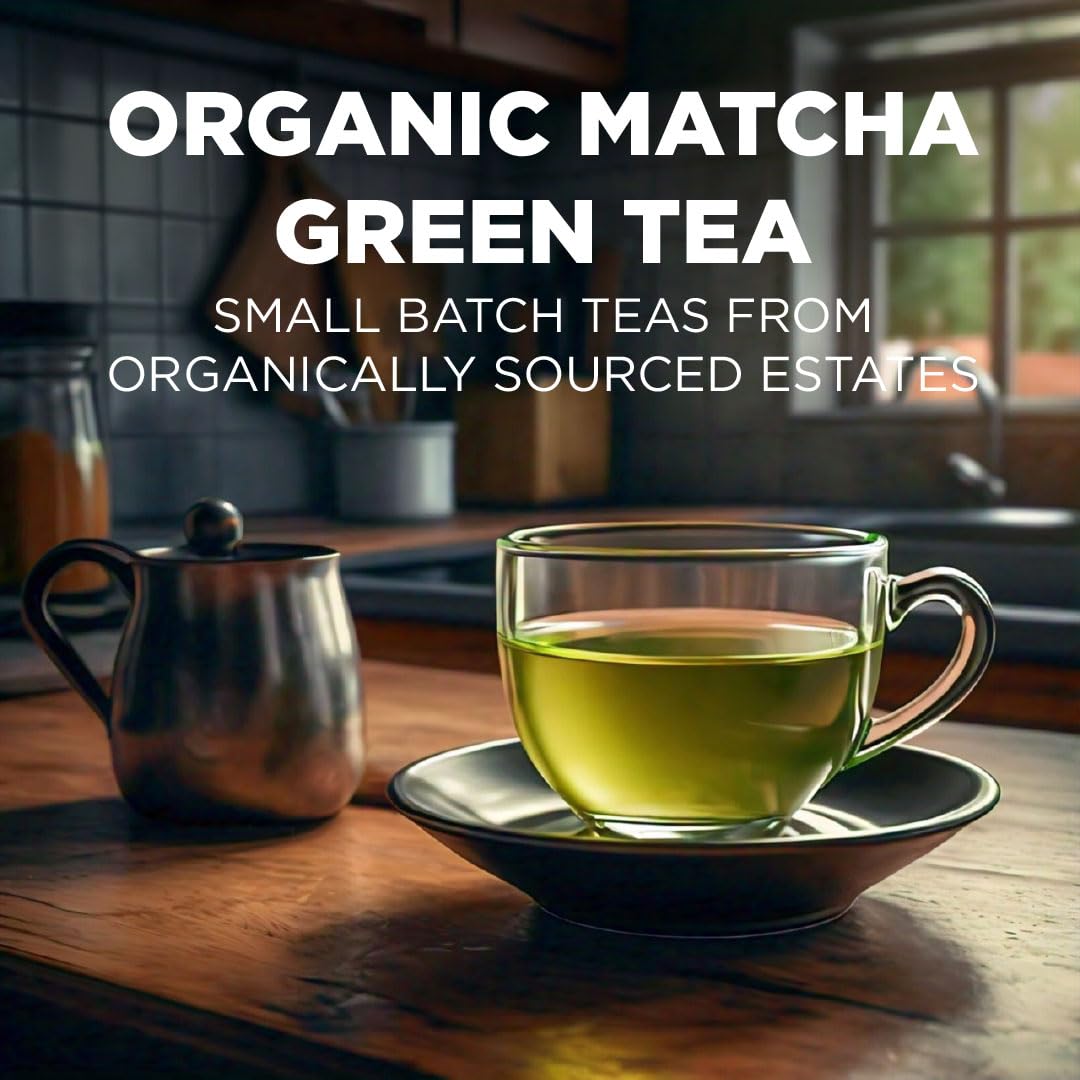 Maud's Organic Matcha Green Tea Pods, 24 ct, Single Serve Tea Pods - 100% Gourmet Blended Tea Leaves, Compatible with Keurig K Cups Maker
