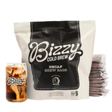 Bizzy Cold Brew Coffee | Decaf Blend | Water Process | Coarse Ground Coffee | Micro Sifted | Specialty Grade | 100% Arabica | Brew Bags | 12 Count |