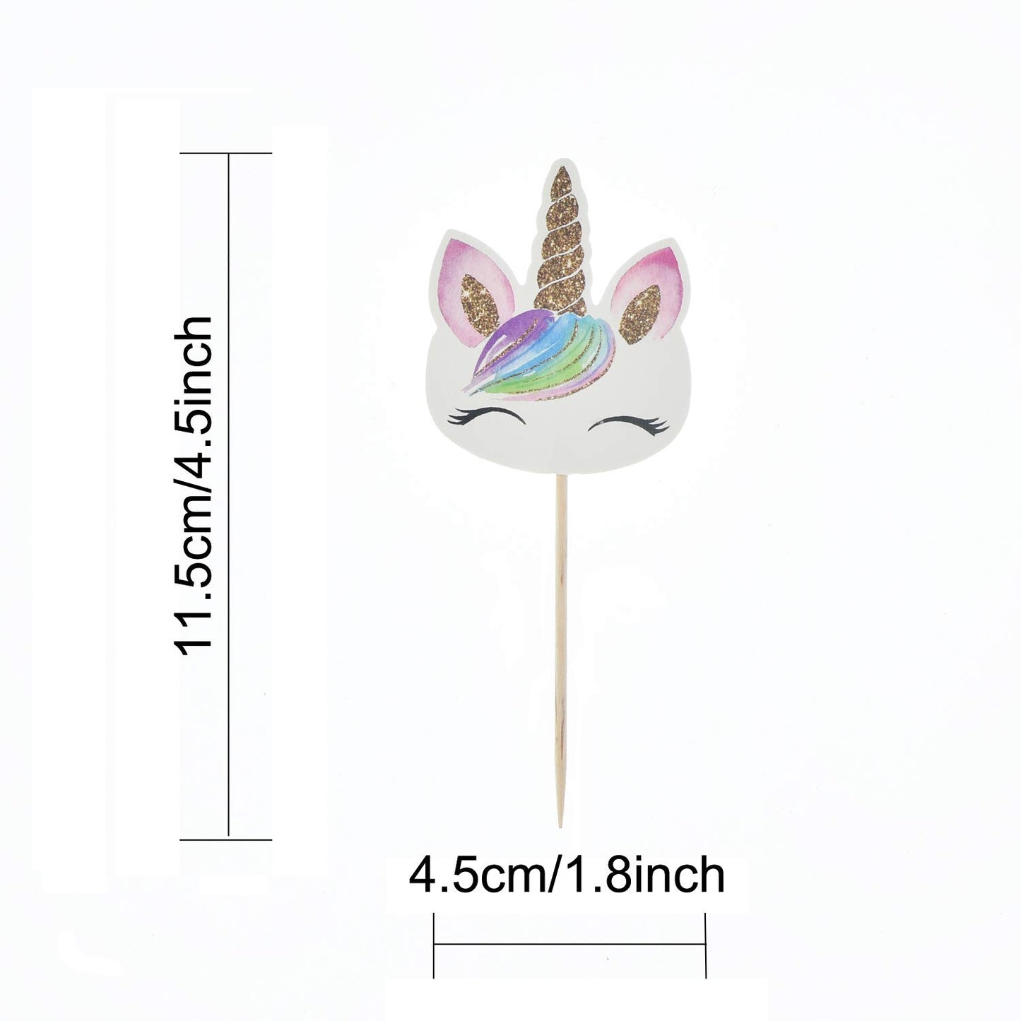 72 Pack Rainbow Unicorn Cupcake Toppers, Double Sided Unicorn Cupcake Toppers Glitter Pegasus for Cupcake Party , Wedding Decoration