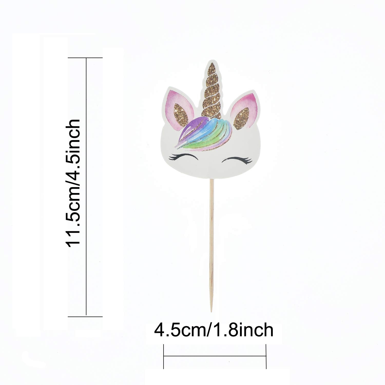 72 Pack Rainbow Unicorn Cupcake Toppers, Double Sided Unicorn Cupcake Toppers Glitter Pegasus for Cupcake Party , Wedding Decoration