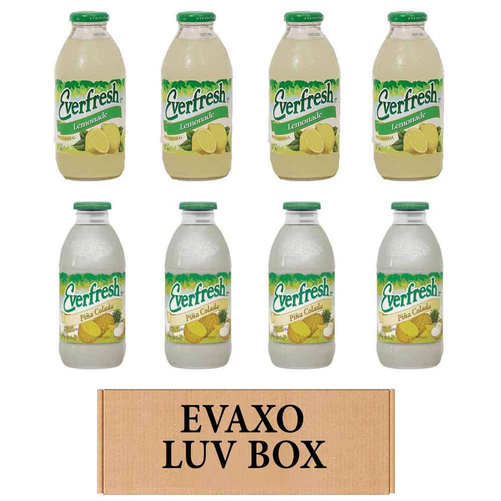LUV BOX- variety Everfresh Juice 16 oz. pack of 8, Everfresh Lemonade, Everfresh Pina Colada. by evaxo