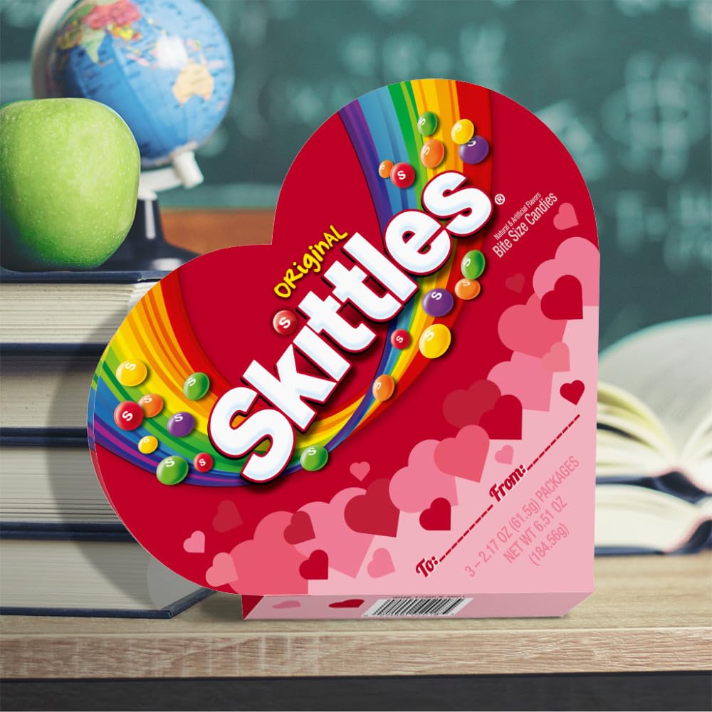SKITTLES Original Valentine's Day Chewy Candy Heart Box, Valentines Day Gift, 6.51 oz