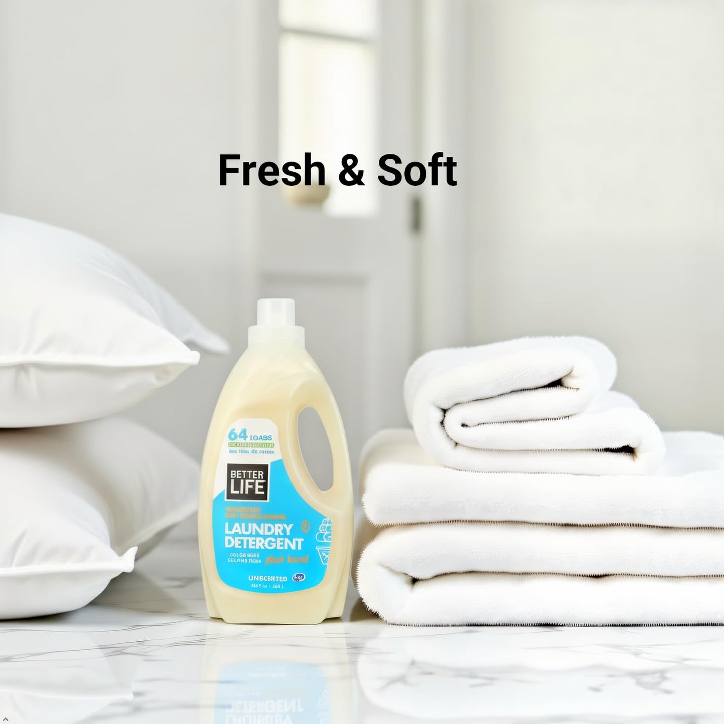 BETTER LIFE Laundry Detergent - Concentrated Liquid Laundry Soap for Automatic Washing Machine - Gentle Unscented Laundry Supplies for Sensitive Skin