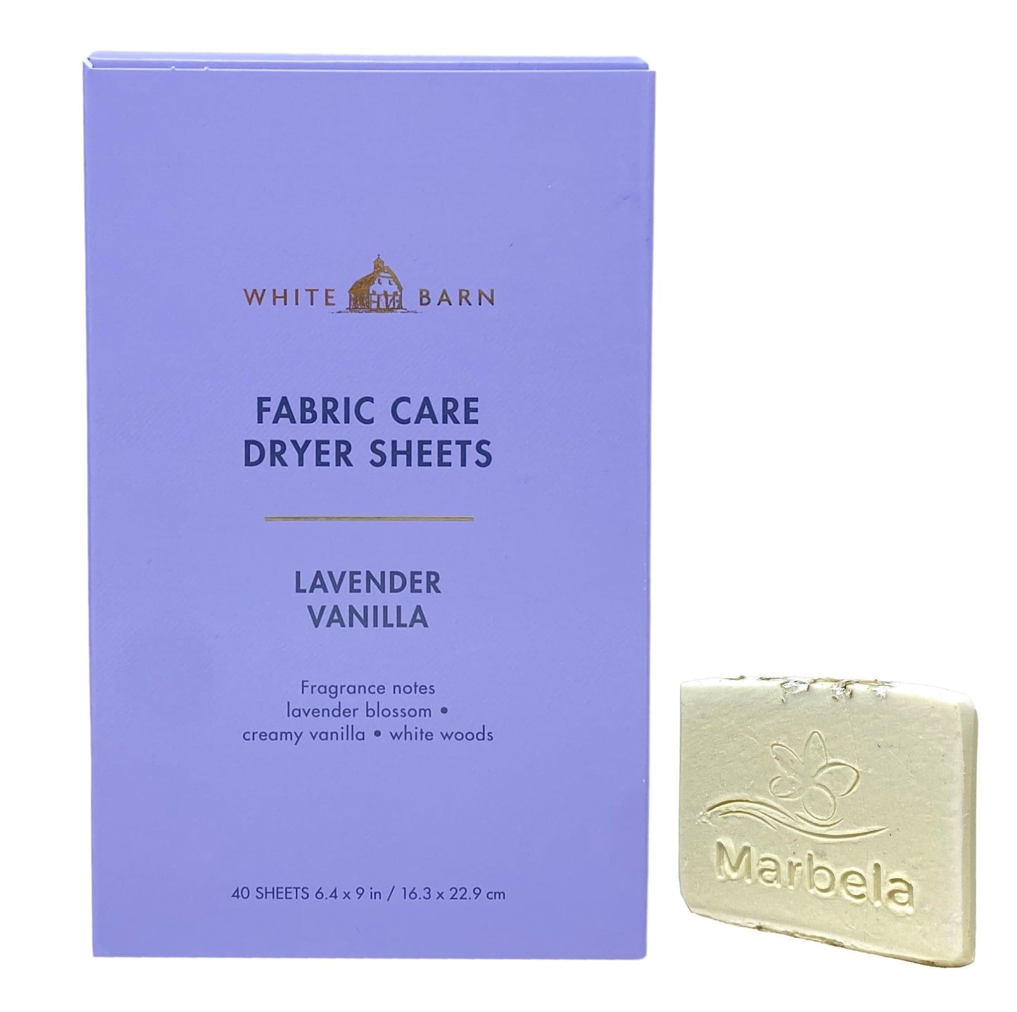 Bath & Body Works Lavender Vanilla Fabric Care Dryer Sheets - Box of 40 sheets - with a Natural Oats Sample Soap