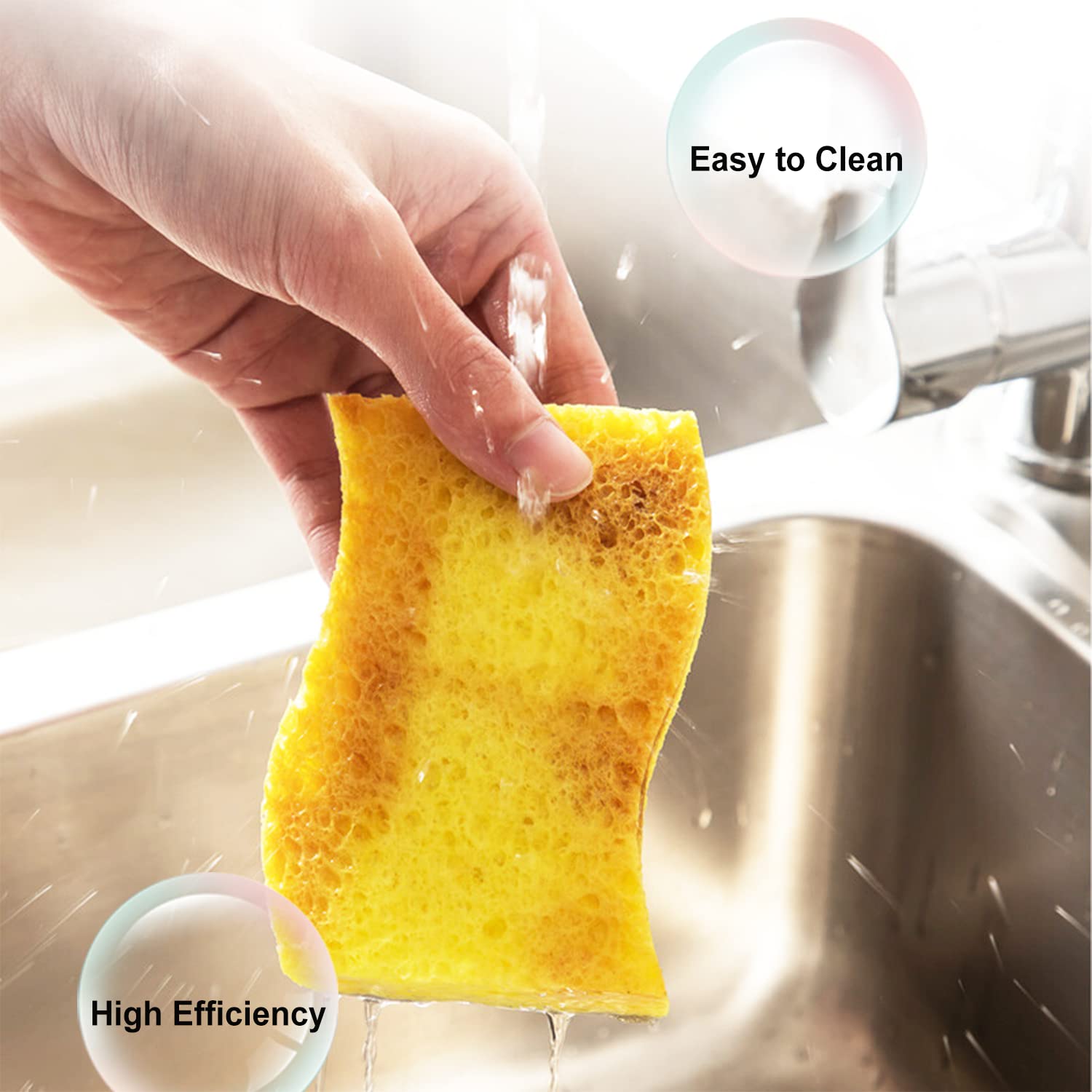 METUUTER 12-Count Kitchen Sponges- Compressed Cellulose Cleaning Sponges Non-Scratch Natural Sponge for Kitchen Bathroom Cars, Funny Cut-Outs DIY