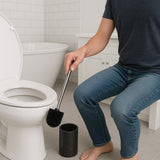 Creative Home Natural Black Marble Toilet Ball Brush and Holder Set with Silicone Cover Compact Storage Scrubbing Brush for Bathroom Cleaning, 4.3"