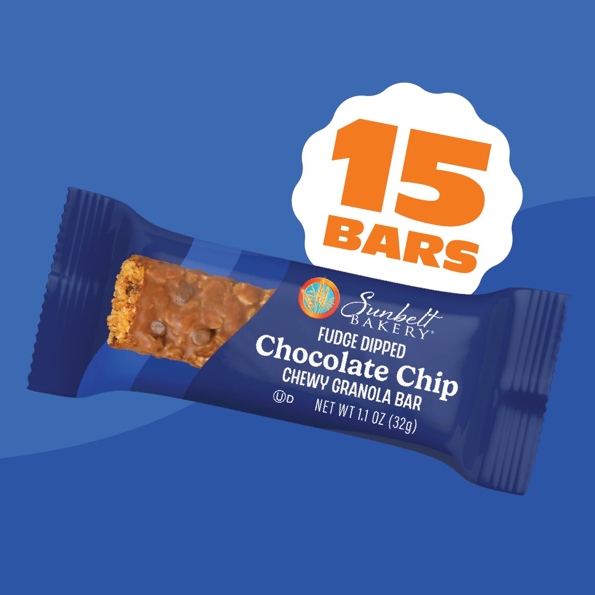 Sunbelt Fudge-Dipped CHOCOLATE CHIP Chewy Granola Bars 15-Count VALUE PACK (3 Boxes)