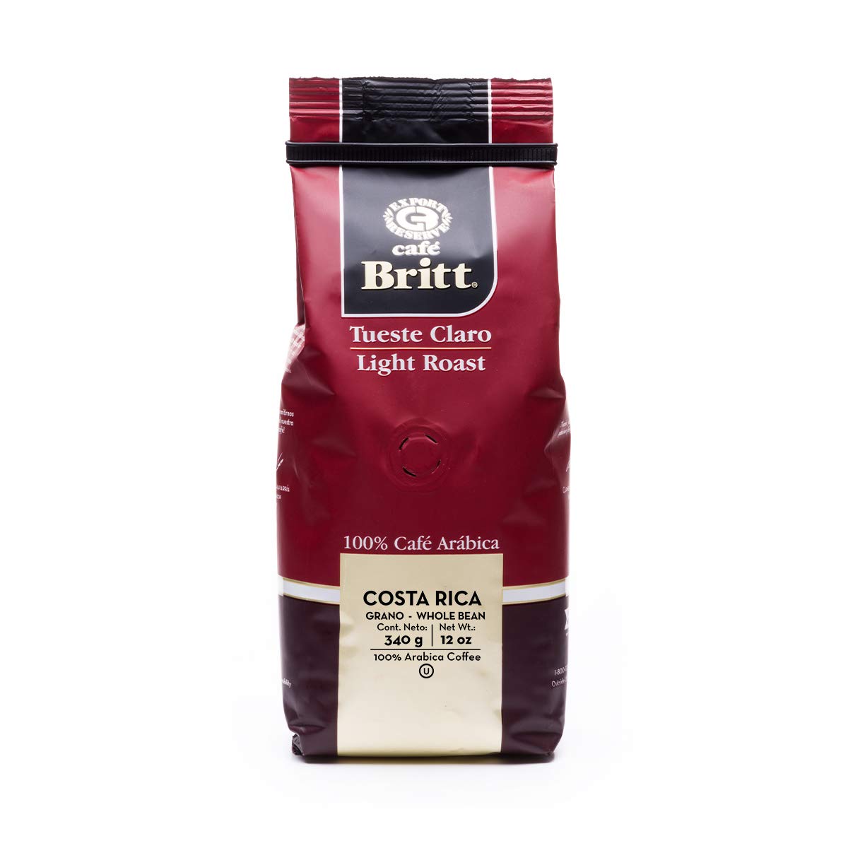 Café Britt® - Costa Rican Light Roast Coffee (12 oz.) (3-Pack) - Whole Bean, Arabica Coffee, Kosher, Gluten Free, 100% Gourmet & Light Roast