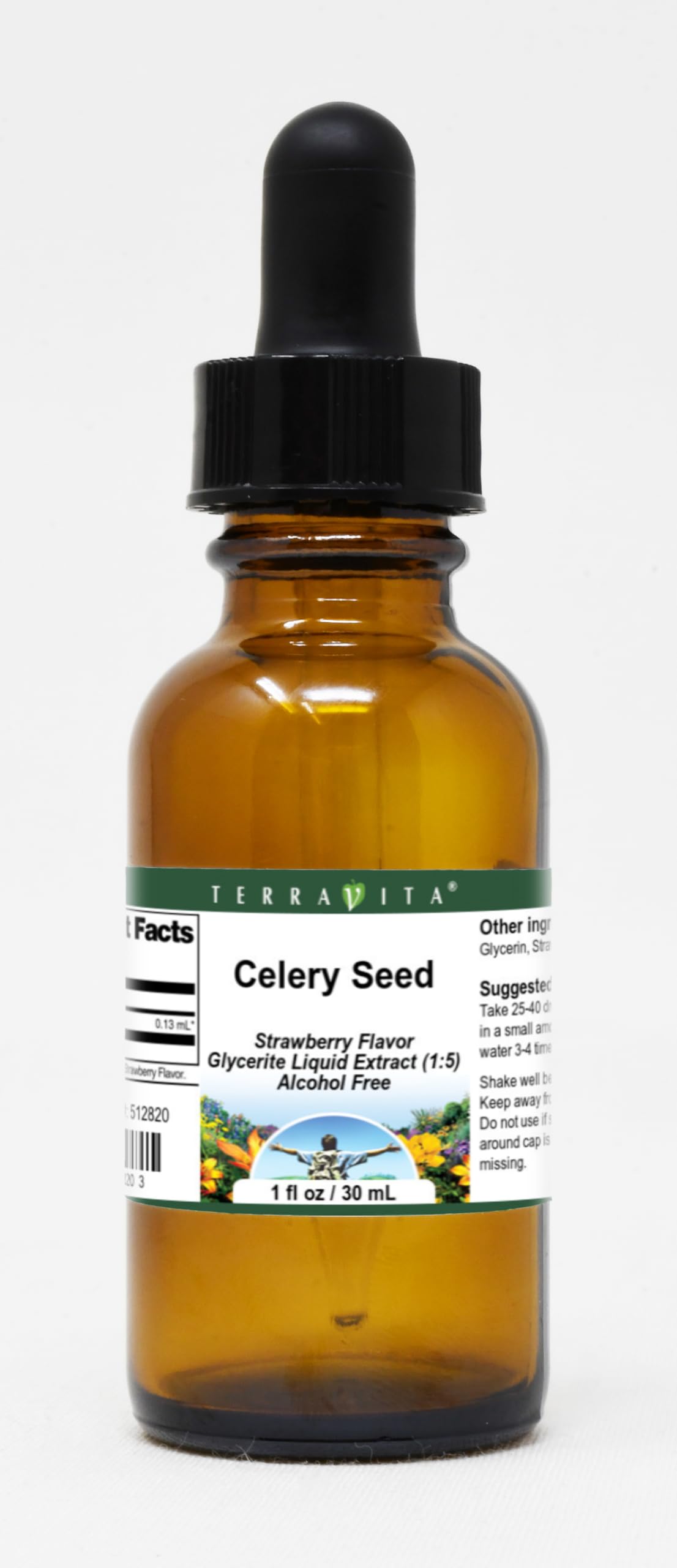 Terravita Celery Seed Glycerite Liquid Extract (1:5) - Strawberry Flavored (1 oz, ZIN: 512820) - 3 Pack
