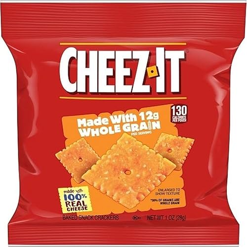Sunshine Cheez-It Whole Grain Baked Snack Crackers, 1 oz Individual Bags, Bulk Case of 60