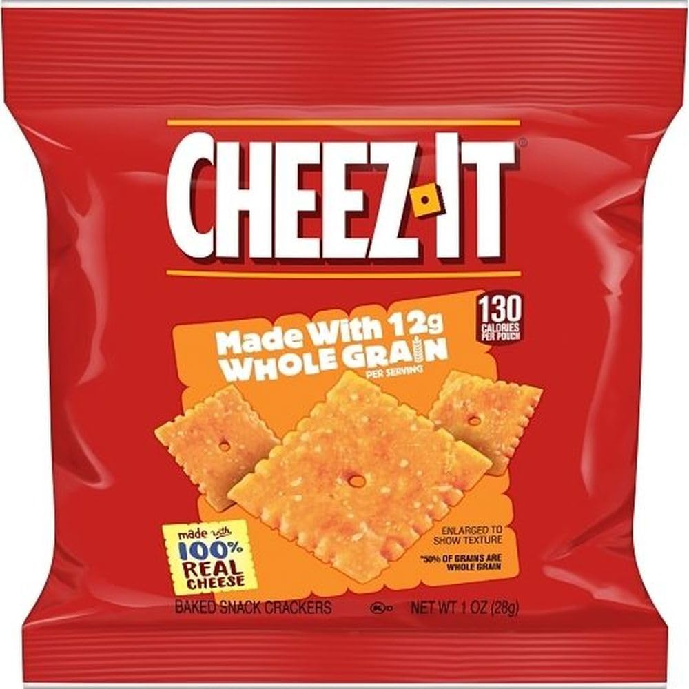 Sunshine Cheez-It Whole Grain Baked Snack Crackers, 1 oz Individual Bags, Bulk Case of 60
