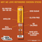 New Primal Rotisserie Chicken Sticks, Zero Sugar High Protein Snack, Gluten Free Whole30 Healthy Snacks, Keto and Paleo Friendly, Jerky Meat Stick