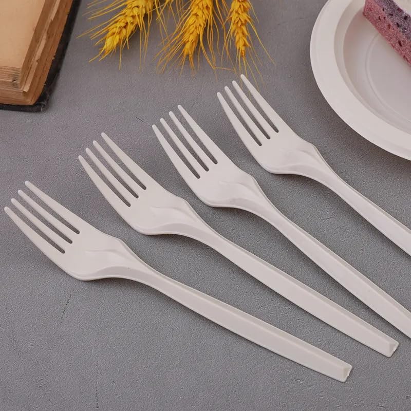 100% Eco Friendly Compostable Forks Disposable Forks Cornstarch Based 50 Large Disposable Utensils (6.7 in.) Durable and Heat Resistant Alternative