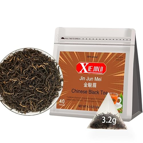 XIEJINJI Golden Monkey Tea - Chinese Black Tea - Jinjunmei - Premium Bud Tea - Eco-Conscious Tea Bags - 3.2g x 40 Count - Repeated Brewing - High