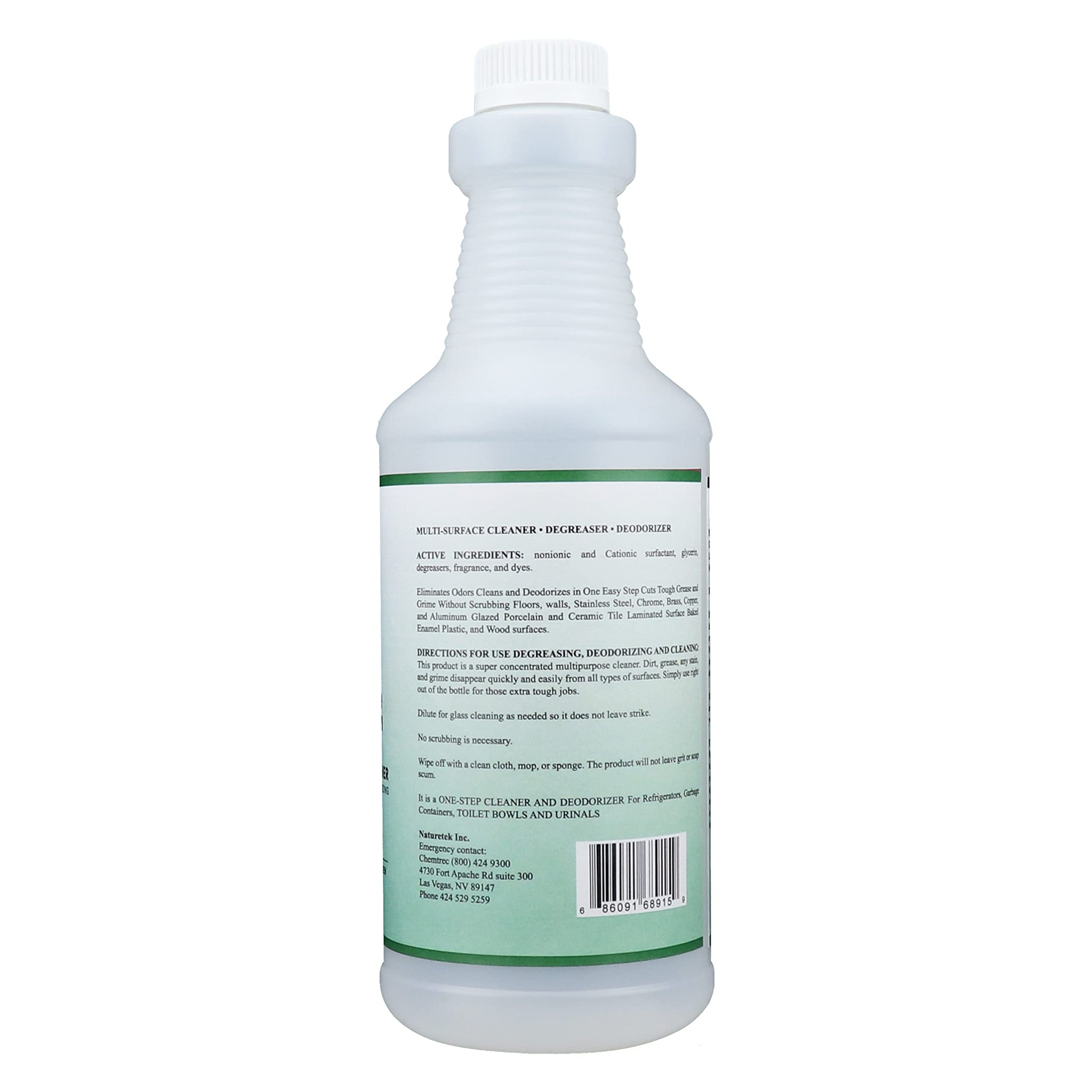 Naturetek Multi-Surface Cleaner, Complete Degreaser, and Deodorizer, All-Purpose Cleaning for Toilets, Bathtubs, Floors, and Walls, Fast Acting, No