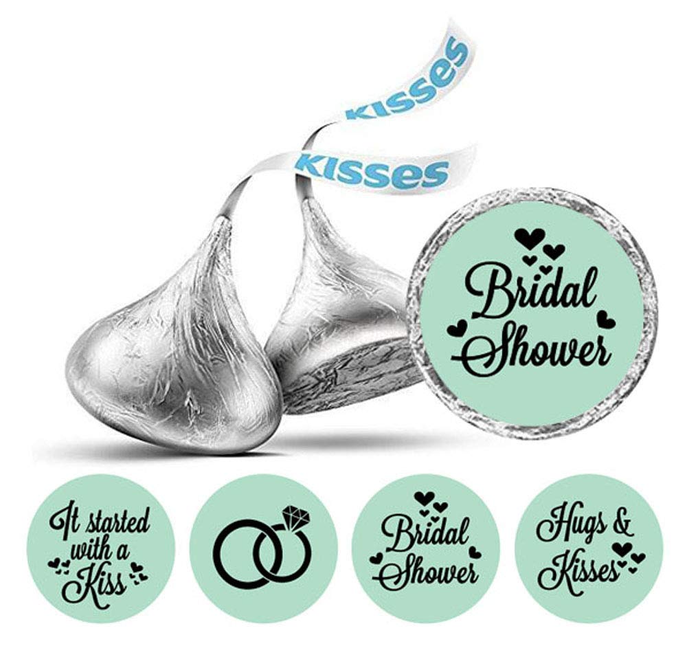 Darling Souvenir 190 Pcs Mint Pre-Wedding Celebration Candy Drop Stickers - Self-Adhesive Mini Chocolate Wrappers for Bridal Shower, Bride Tribe