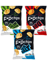 Popchips Potato Chips Variety Pack, Sea Salt, BBQ, Sour Cream & Onion, 12ct Single Serve 0.8oz Bags, Gluten Free, Salty Snacks for Adults