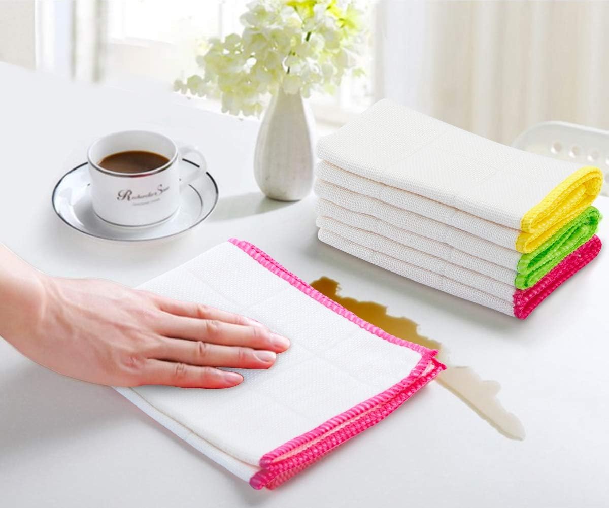 Arwllzz 10 Pack Dishcloths White Fiber Dish Cloths Towels Set 12" x 12" Kitchen Washable Wash Cleaning Cloths Absorbent Reusable Small Muslin Dish
