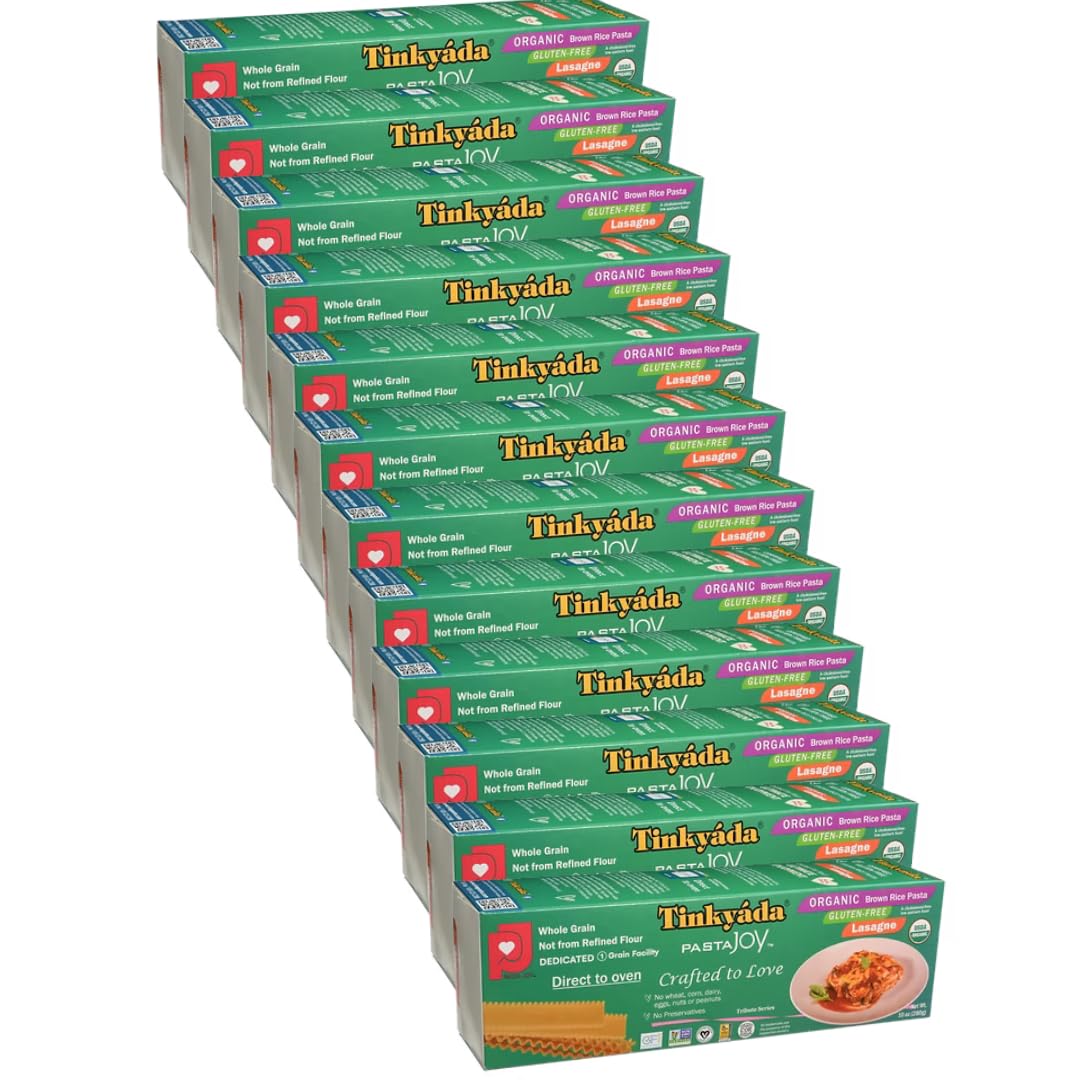 Tinkyada Organic Gluten Free Brown Rice Lasagna Noodles, 10 oz (12-Pack) - Certified Gluten Free, Non-GMO, Kosher, Vegan-Friendly, Perfect