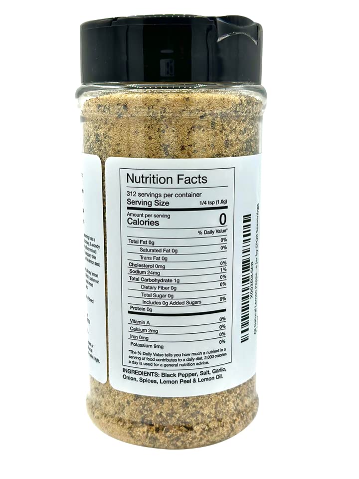 All Natural Lemon Pepper Seasoning XL 11 Ounce Jar No Citric Acid or Artificial Coloring by SPQR Seasonings