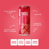 Clean Simple Eats Energy + Focus Drink, Energy Drink With 100 Mg Organic Caffeine, L Theanine, B Vitamins & Prebiotic Fiber, Naturally Sweetened, Zero