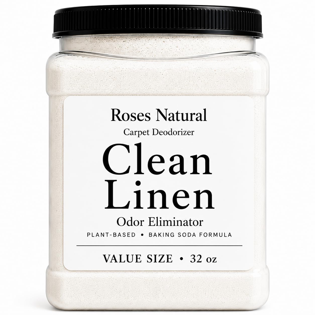 Roses Natural Clean Linen Carpet Deodorizer Powder - 32 oz Value Size | Plant-Based Baking Soda Formula | Odor Eliminator for Carpets, Rugs