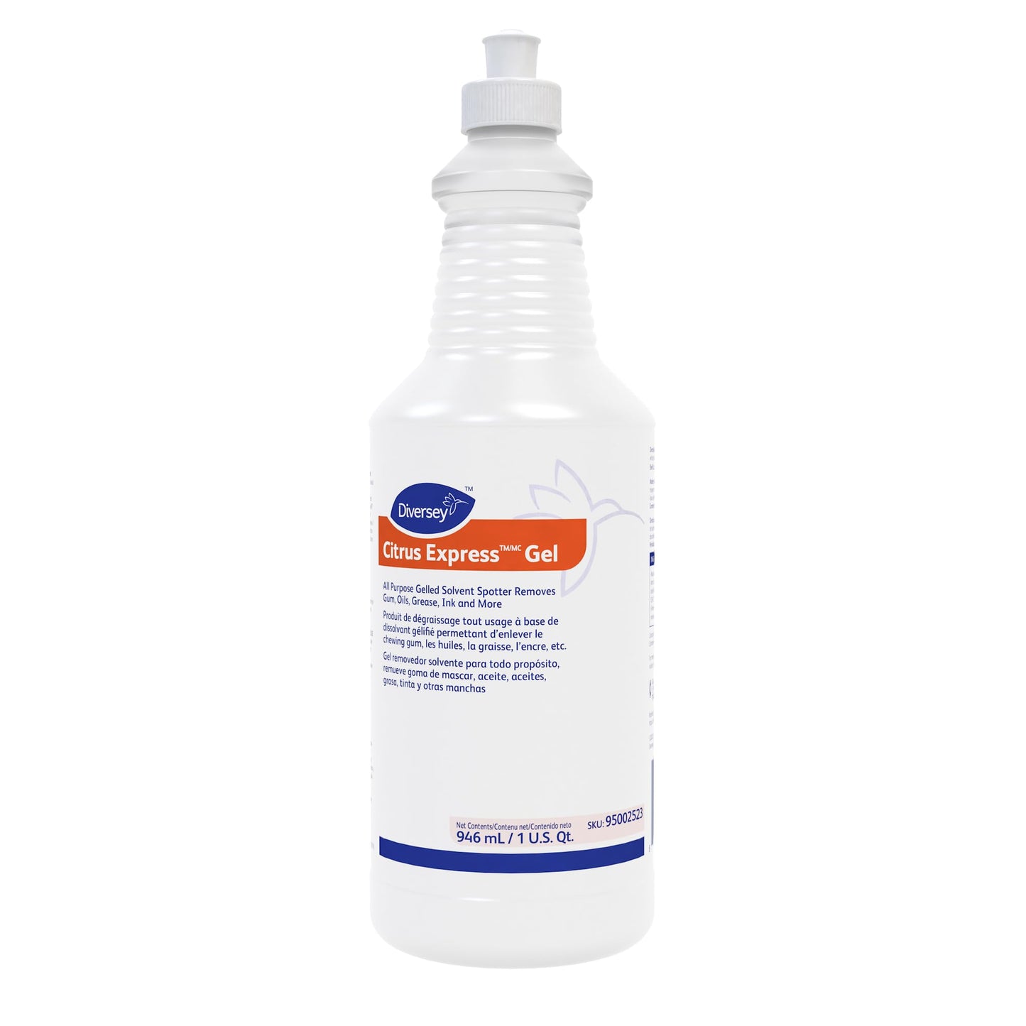 Diversey 95002523 Citrus Express Gel, All Purpose Gel Solvent Spotter Removes Gum, Oils, Ink, Grease from Carpet & Hard Surfaces, Citrus Scent