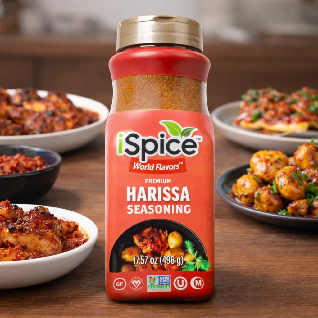 iSpice Blend | Harissa Seasoning | 17.57 oz | Mixed Spice & Seasoning | Bulk Size | Halal | Kosher (Harissa)