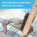 Hagerty Horsehair Silver Brush - Gentle Cleaning Tool for Sterling & Silver Plate - Reaches Intricate Details, Won’t Scratch - Made in USA