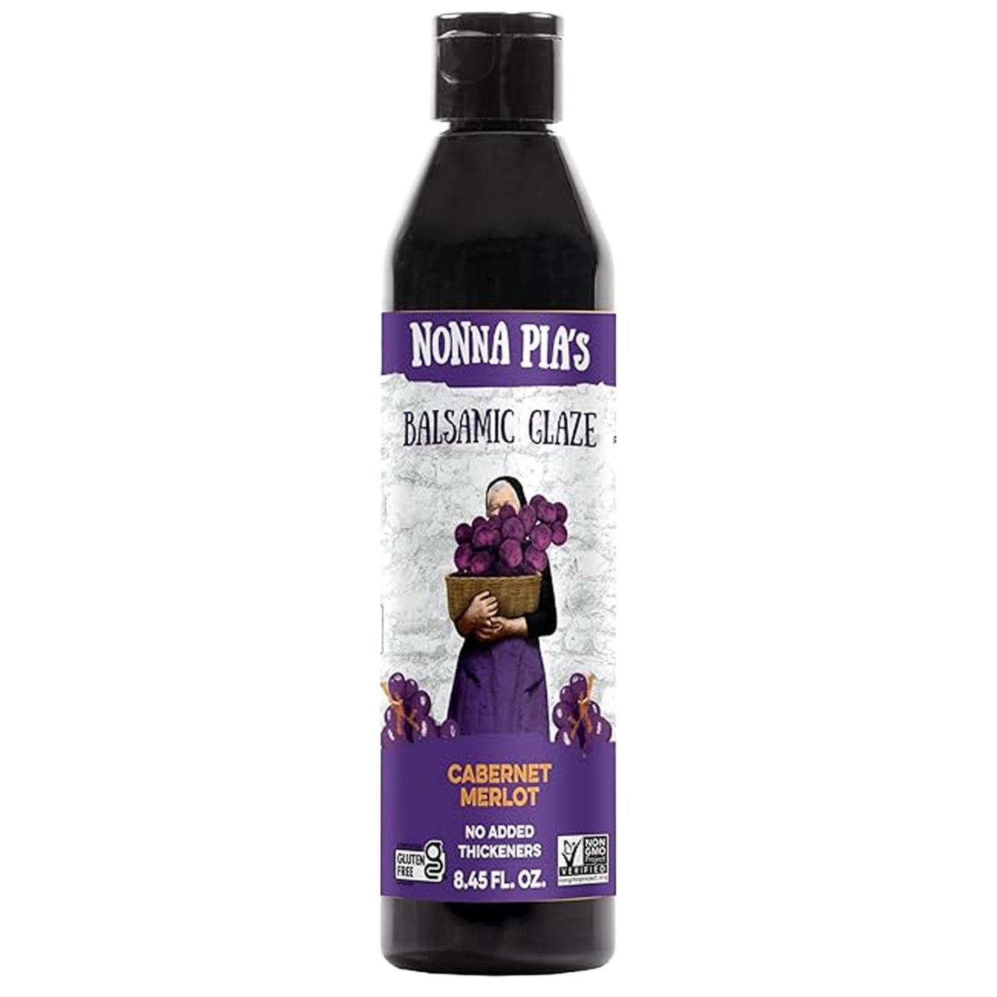 Nonna Pia’s Cabernet Merlot Balsamic Glaze - IGP Certified Balsamic Vinegar of Modena - Full-Bodied Flavor - Perfect for Burgers & Grilled Meats