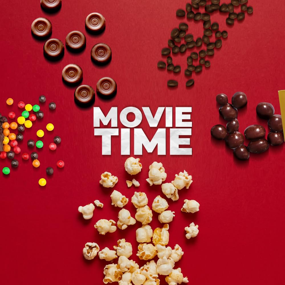 Movie Night Popcorn and Candy Gift Basket Plus 1 Movie Night Rentals - Perfect for a Cozy and Fun Evening at Home or the Theater with Family