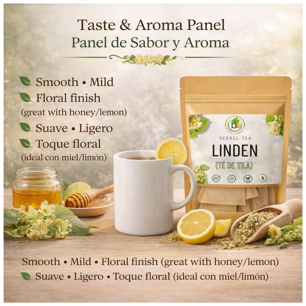 Tila Té (Linden Tea) - 60 Tea Bags - 100% Natural, Vegan, Herbal - Caffeine-Free, Gluten-Free, Non-GMO - Soothing Traditional Infusion - by