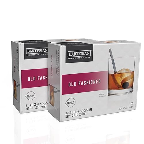 Bartesian 16-Pack Old Fashioned Mixer Capsules for Cocktail Machine - Home Bar Mixology Cocktails Mix Pod Capsule Set To Use With the Bartesian