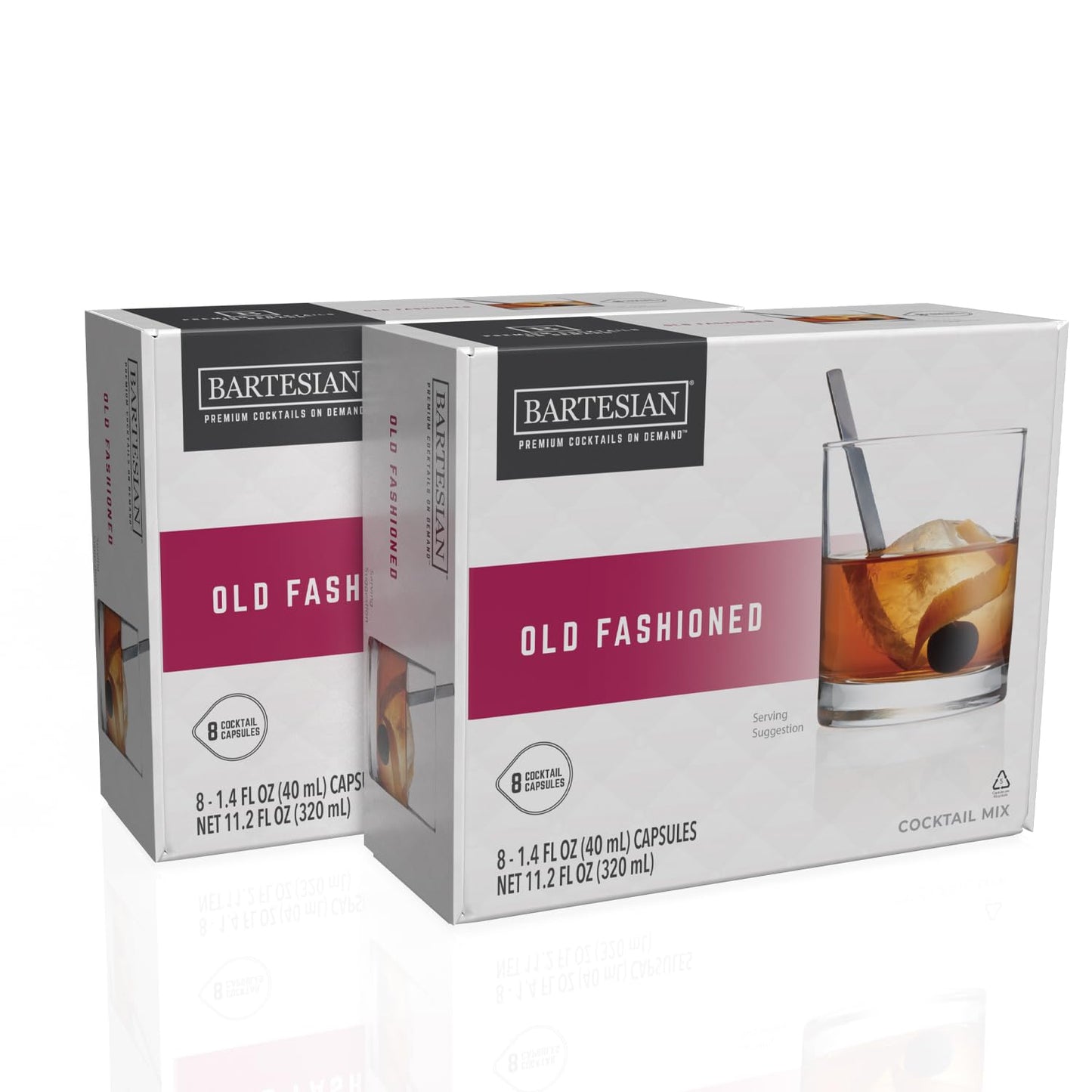 Bartesian 16-Pack Old Fashioned Mixer Capsules for Cocktail Machine - Home Bar Mixology Cocktails Mix Pod Capsule Set To Use With the Bartesian