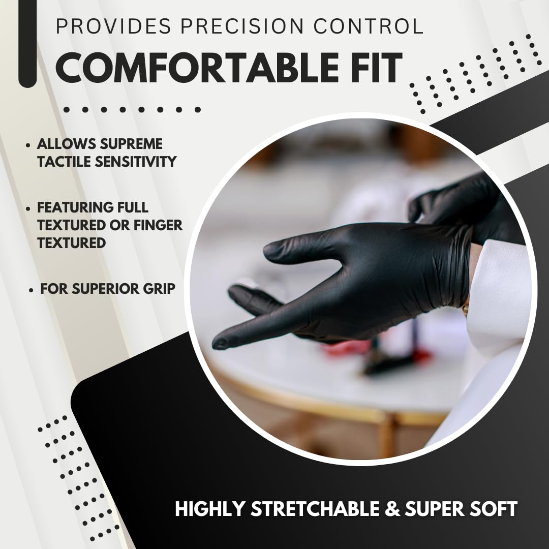 Green Direct Disposable Black Nitrile Gloves, Cleaning - Powder & Latex Free - 100 Count Per Box (X-Large)