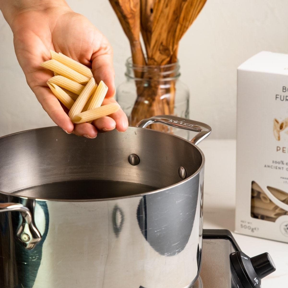 Bona Furtuna Organic Penne Ancient Grain Pasta Made in Italy, Bronze Die Cut Artisanal Penne Pasta, 17.6 oz