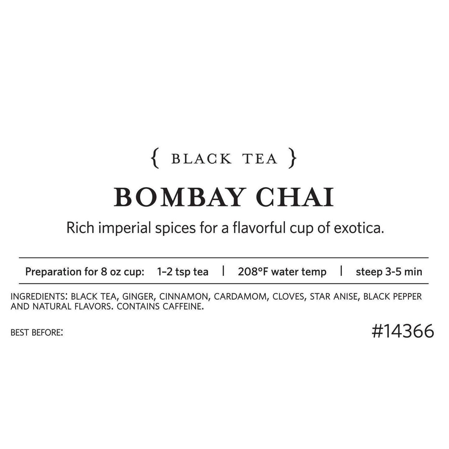 Tea Forte Premium Loose Leaf Tea Blend, Resealable 1 Pound Bag, Makes 160-175 Cups, Bombay Chai Tea