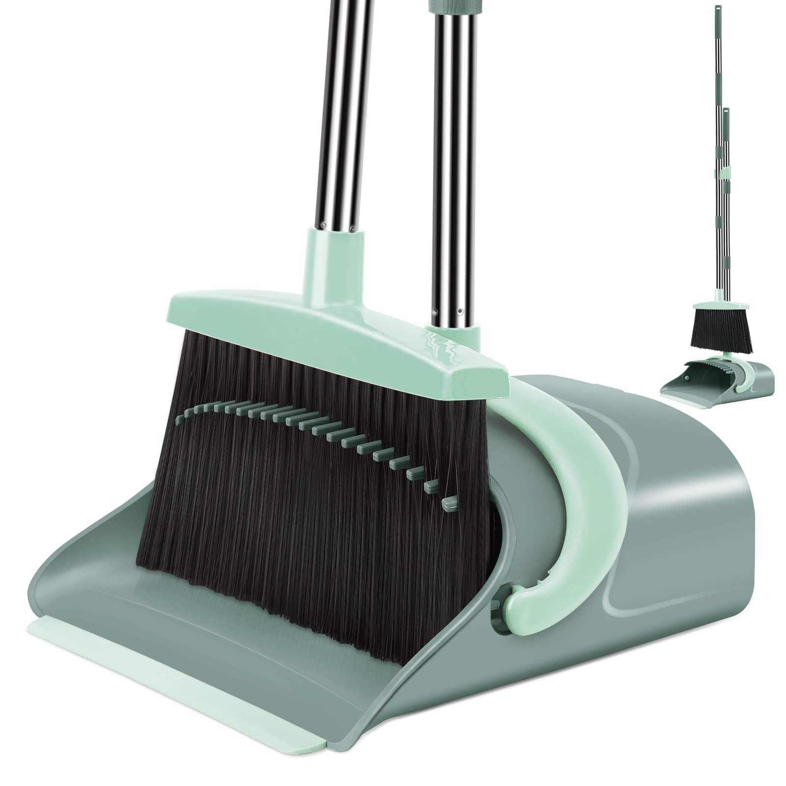 Ivandar Broom and Dustpan Set for Home, Dust pan with Long Handle, Broom with Dustpan Combo Set, for Home Kitchen Room Office Lobby Floor Use Upright